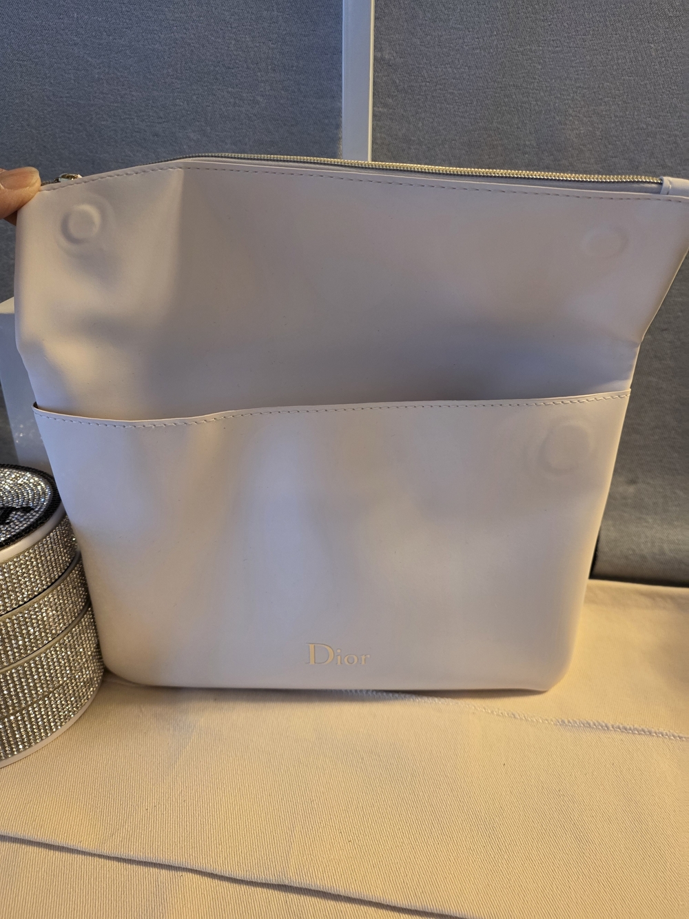 Dior White Fold-Over Clutch with Crystal Embellished Jewelry Box - Picture 4 of 5